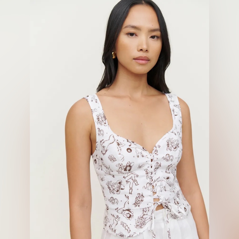 Reformation Kaleb Linen Top in Viva Las Vegas